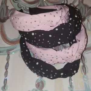 Headband with Rhinestones Black and Pink